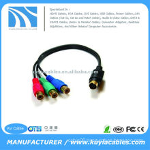 Convert 7 Pin S-video Male to 3 RCA AV Cable RGB Female and Connect Laptop/notebook to HDTV, DVD receiver, or projector